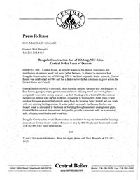 Image of Press Release from Central Boiler